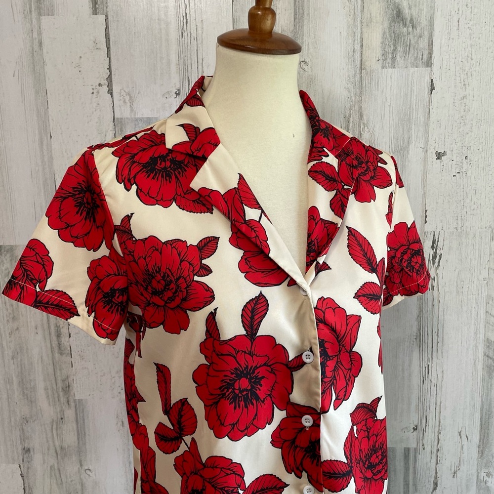 Shein Tropical Print Button-Up Shirt - Picture 5 of 10